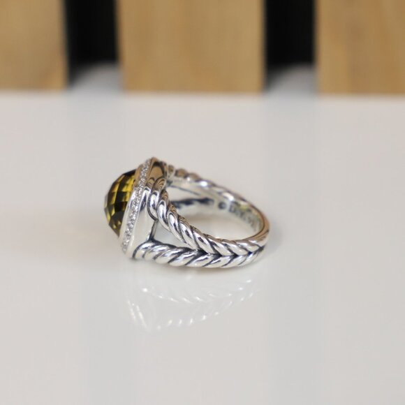David Yurman Sterling Silver 11mm Albion Ring Lemon Citrine with Diamonds size 6 - Picture 5 of 8